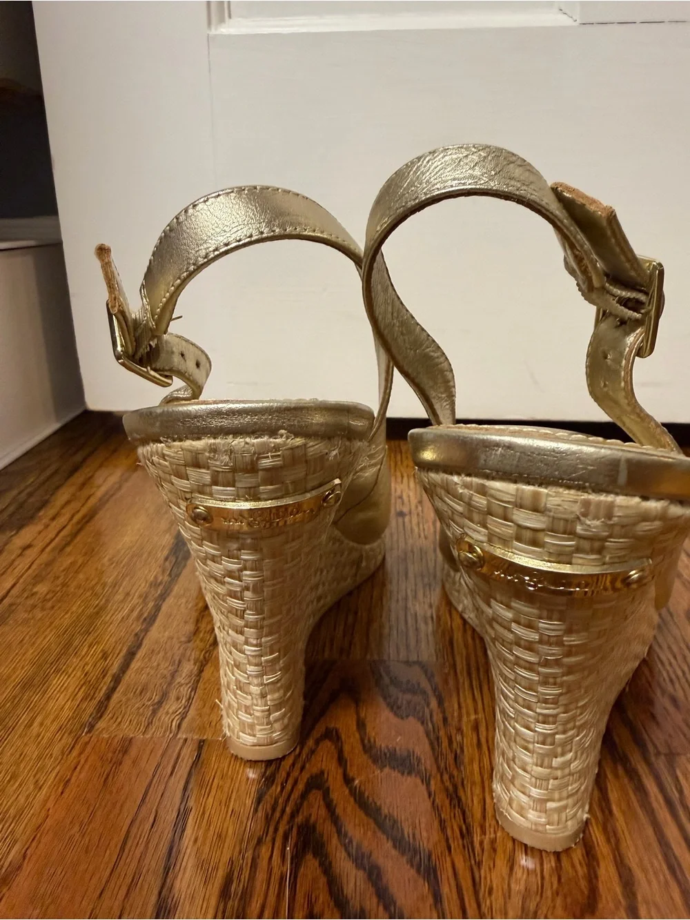 Lilly Pulitzer Gold Peep-Toe Slingback Heels